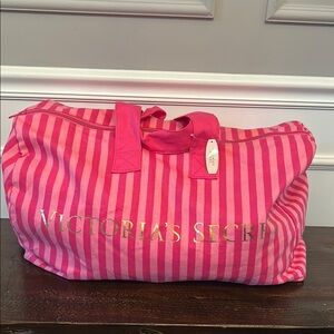Victoria's Secret Pink Travel Bag with Striped Design